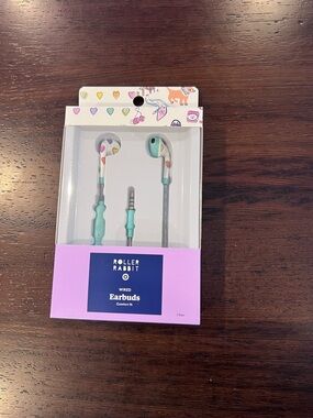 Roller Rabbit x Target Mint Wired Earbuds with Multicolor Heart Accents